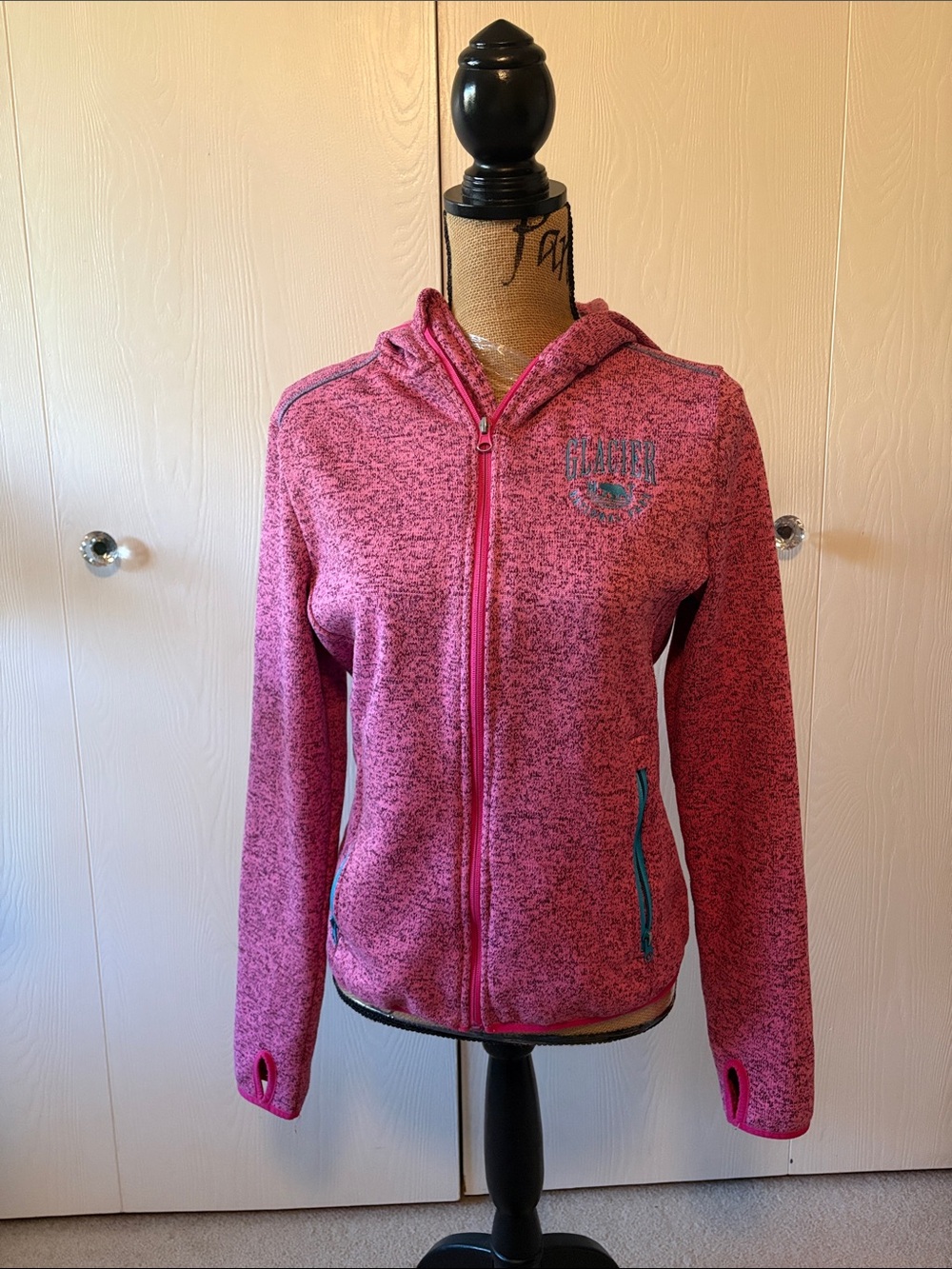 Women's Pink Full-Zip Hoodie Jacket with Hood